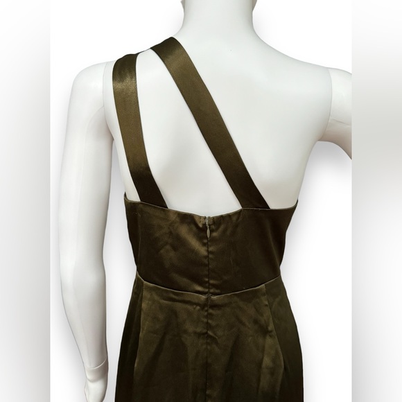 Lulus On the Guest List Olive Green Satin One-Shoulder Maxi Dress - Picture 10 of 14